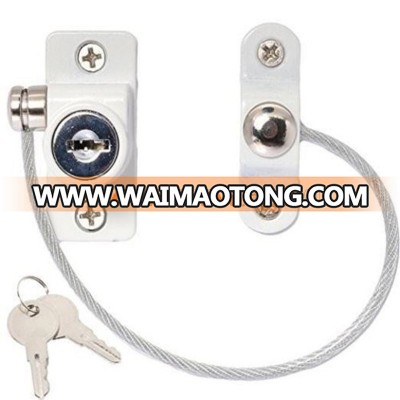 White UPVC Cable Window Door Restrictor Child Safety Lock Window Cable Lock